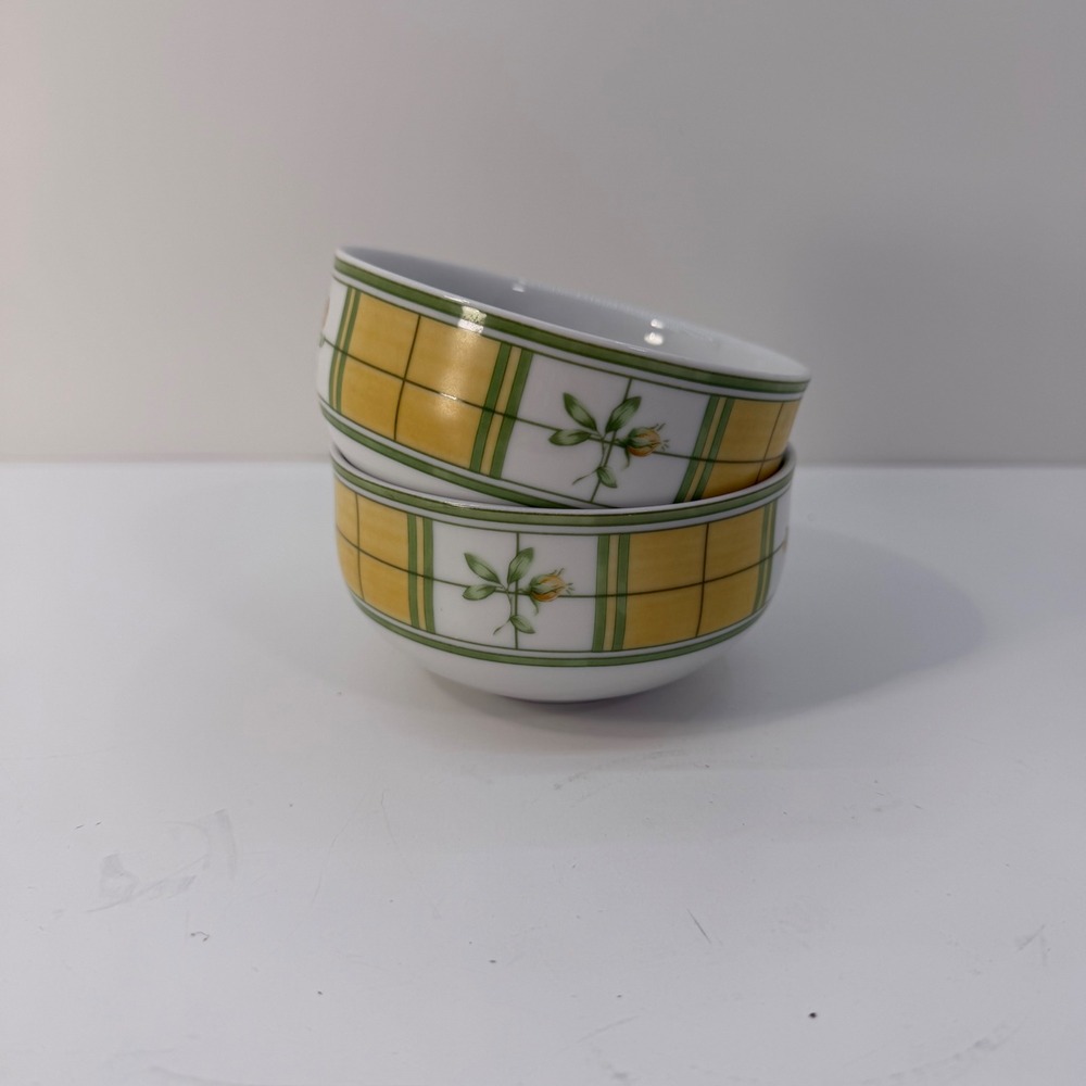 Vintage Mikasa English Rose SL 112 Fine China Fruit Bowls Set of 2 Yellow